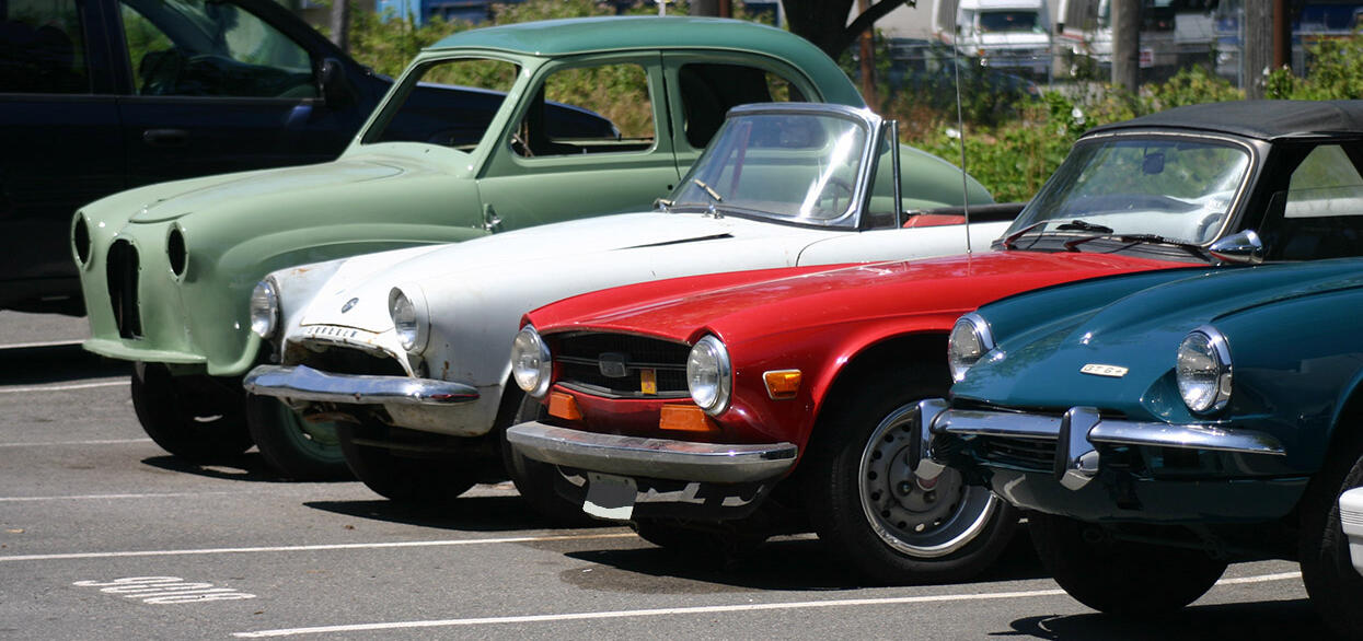 Vintage cars in a row